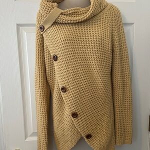 Cozy Tan Butternut Button-Up Sweater size Large